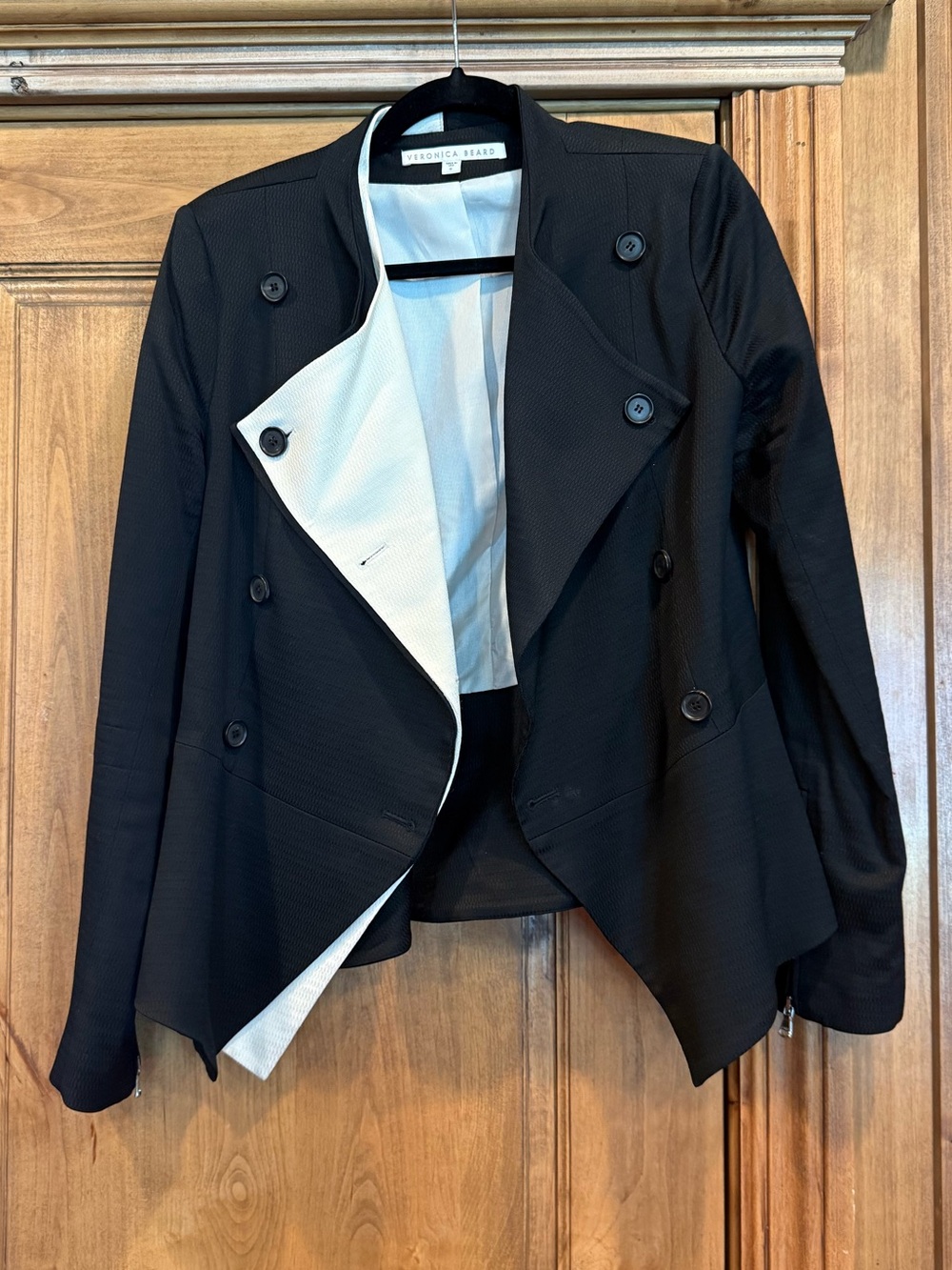 Veronica Beard Black Asymmetrical Peplum Blazer Jacket Size 6 Made in USA